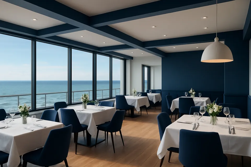 Restaurant Lazur mit Blick auf den Hafen